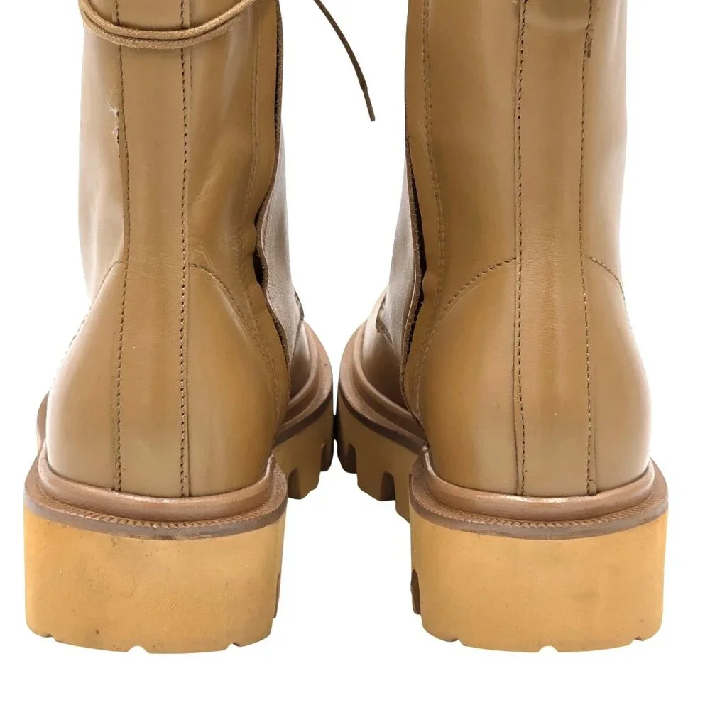 NEW Koio Italy Women 11 Fawn Beige Leather Cortina Combat Boots Handmade Shoes - Picture 5 of 16